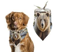 Encounter Animal Bear Dog Bandanas for Feeding Grooming, Triangle Pet Bibs Washable Pets Scarf for Cats & Dogs