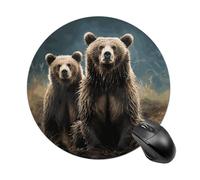 Encounter Animal Bear Mouse Pad with Non-Slip Rubber Base,Small Round Mousepad 7.8" Diameter,Mouse Mat for Computers, Laptop, Gaming, Office & Home