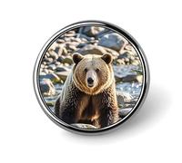 Encounter Animal Bear Round Badge for Men Women, Durable & Stylish Lapel Pins, Lightweight Metal Badges for Shirts, Jackets, Hats