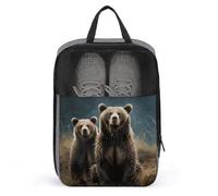 Encounter Animal Bear Shoe Bag Travel Shoe Organizer Water-Resistant Shoe Pouch with Zipper Sneaker Dust Bag, gray, One Size, Modern
