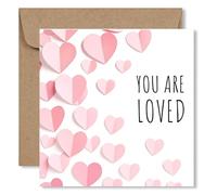Encouragement Card | “YOU ARE LOVED” | Pink Hearts Design | Support, Friendship or Mental Health