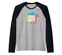 Encouraging The Swim Bike Run Athlete with The Cheering Fan Raglan Baseball Tee