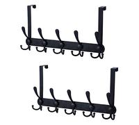 Encozy Over The Door Hooks,Coat Rack for Hanging Clothes Hat Towel (Heavy Duty Black 2pcs)