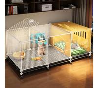 Encrypted Iron Mesh Rabbit Villa, Rabbit Cage, Indoor Bunny Cage, Semi-enclosed Sleeping Area, with Tray
