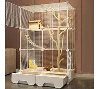 Encrypted Iron Mesh Squirrel Cage,3 Layer Chinchilla Cage,Squirrel Chinchilla Villa,Drawer-style Bottom Basin Design(73x37x123cm)