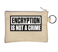 Encryption is Not A Crime Black and White Logo Key Chain Coin Purse Beige