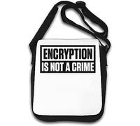 Encryption is Not A Crime Black and White Logo Shoulder Bag White