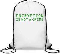 Encryption is Not A Crime Green Logo Gym Sack Casual Drawstring Bag White