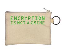 Encryption is Not A Crime Green Logo Key Chain Coin Purse Beige