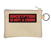 Encryption is Not A Crime Red Logo Key Chain Coin Purse Beige