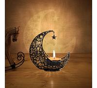 Encuryna Moon Tea Light Holder, Metal, Black, Festival Decoration, Tabletop, 11 cm