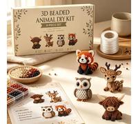 Encuryna Tiny 3D Beaded Animal DIY Kit, Cute Animals Bead Embroidery Set with 4 Cute Designs, Creative 3D Pearl Animals Jewellery Craft Sets with Instructions (English language not guaranteed), for