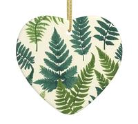 Encyclopedia of Ferns Printed Ceramic Christmas Ornament - 2.9-inch, perfect for windowsills, fireplaces, and living rooms. Holiday home decor.