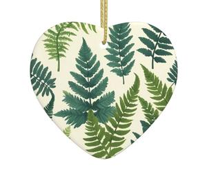 Encyclopedia of Ferns Printed Ceramic Christmas Ornament - 2.9-inch, perfect for windowsills, fireplaces, and living rooms. Holiday home decor.