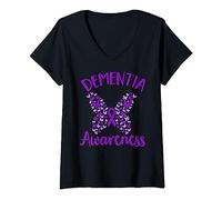 End Alz Alzheimer Awareness Dementia Awareness V-Neck T-Shirt
