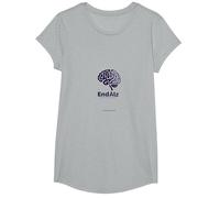 End ALZ Alzheimers Awareness Brain Support Advocate T-Shirt, Girls, Heather Grey, Medium