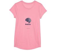 End ALZ Alzheimers Awareness Brain Support Advocate T-Shirt, Girls, Pink, Small