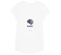 End ALZ Alzheimers Awareness Brain Support Advocate T-Shirt, Girls, White, XS