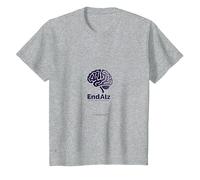 End ALZ Alzheimers Awareness Brain Support Advocate T-Shirt, Kids, Heather Grey, 12 Years