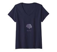 End ALZ Alzheimers Awareness Brain Support Advocate V-Neck T-Shirt, Women, Navy, S