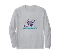 End Alzheimer's: Support Brain Health Awareness Long Sleeve T-Shirt, Adult Unisex, Heather Grey, XL
