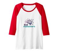 End Alzheimer's: Support Brain Health Awareness Raglan Baseball Tee, Women, Red/White, L