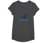 End Alzheimer's: Support Brain Health Awareness T-Shirt, Girls, Dark Heather Grey, Medium