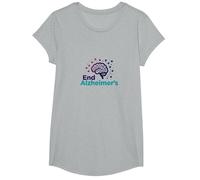 End Alzheimer's: Support Brain Health Awareness T-Shirt, Girls, Heather Grey, Large