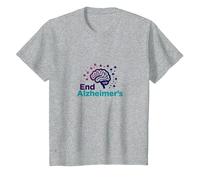 End Alzheimer's: Support Brain Health Awareness T-Shirt, Kids, Heather Grey, 8 Years