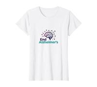 End Alzheimer's: Support Brain Health Awareness T-Shirt, Women, White, XL