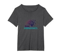 End Alzheimer's: Support Brain Health Awareness T-Shirt, Women's Plus, Dark Heather Grey, 4X