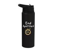 End Apartheid Sad Face Chalk Art Stop Racism Human Rights Stainless Steel Insulated Water Bottle