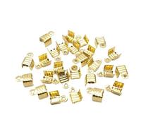 End caps for Jewelry Making, 1000pcs Iron Fold Over Crimps Cord Ends Jewelry for 3mm 4mm 5mm Thick Leather Findings(Gold Colour,4mm(Width))