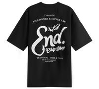 END. Coastal Fish Bar By The Sea T-Shirt Black