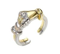 End Embraces Design Rings Gold Silver Blending Styles Unisex Comfort Wear Alloy Accessory for Anniversary Two Tone Hug Handshake Rings