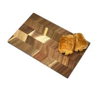 End Grain Acacia Wood Chopping Board 40x25cm Rectangle Wooden Kitchen Food Cutting