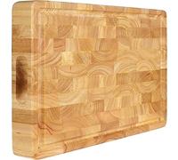 End Grain Cutting Board (20 x 15 x1.5 inch) Extra Large & Thick, End Grain Built-In Compartment and Juice Canal, Heavy Duty Chopping Board, Thick Carving Board for Bread Fruits Meat