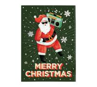 End-less Never Gonna Give You Up Christmas Card, Funny Santa Holding Recorder Pattern Prank Christmas Card with Musical, Holiday Glitter Blessing Card Christmas Favors for Adult Kids