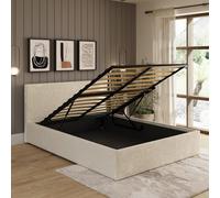 End Lift Ottoman gas lift up storage bed 4ft Small Double Cream crushed velvet