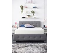 End Lift Ottoman Storage Bed, Grey Linen Aspire Grey Double