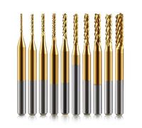 End Mill Sets,10Pcs Titanium Coat End Mill,1/8" Shank 0.8-3mm Micro End Mill Engraving Bits CNC Router Bits for Dremel Rotary Tools