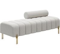 End of Bed Bench, Channel Tufted Ottoman Sofa with Adjustable Backrest, Accent Couch for Living Room or Hallway, Features Golden Legs, 2 Seater Design