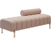 End of Bed Bench, Channel Tufted Ottoman Sofa with Adjustable Backrest, Accent Couch for Living Room or Hallway, Features Golden Legs, 2 Seater Design