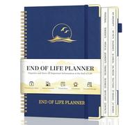 End of Life Planner, Estate Planning Organizer with Tabs for Senior, Spiral Funeral Planning Book with Large Font, Gold Corner Guards & Inner Pocket for Will Preparation, 7.36" x 10.4", Blue