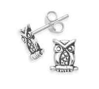 END OF LINE CLEARANCE PRICE Heather Needham Sterling Silver Owl Earrings - Studs Size: 8mm x 6mm. - Gift boxed 5089