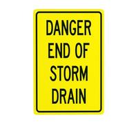End Of Storm Drain Metal Warning Sign with Easy Install for Indoor Outdoor Security, Business Office Home Garden Street Decor 20 x 30 cm