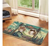 End of World Desert Pet Feeding Mat Dog Cat Eating Food Absorbent Leather Tablecloth for and Water Bowl Waterproof No Stains Quick Dry Non-Slip 23.62 * 15.75IN