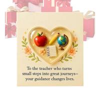 End Of Year Teacher Gift - Heart Ornament Stocking Stuffer, Classroom Keepsake With Card, Charming Decorative With Cute Design | Perfect For Teens Kids Boys Girls School Graduation Christmas Bir