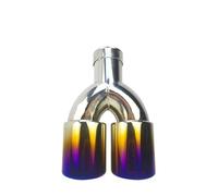 End Pipes Universal Car Styling Mufflers Exhaust Tail Throat Pipe Tip Stainless Steel Multi-size Dual Outlet Auto Muffler 51mm 63mm(Blue 51MM)