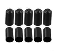 End Shrink Heat Caps 10pcs Waterproof Cable Protection with Adhesive Layer Polyolefin for Plus Power Cables Black Telecom Substance Mult (25×50 mm)